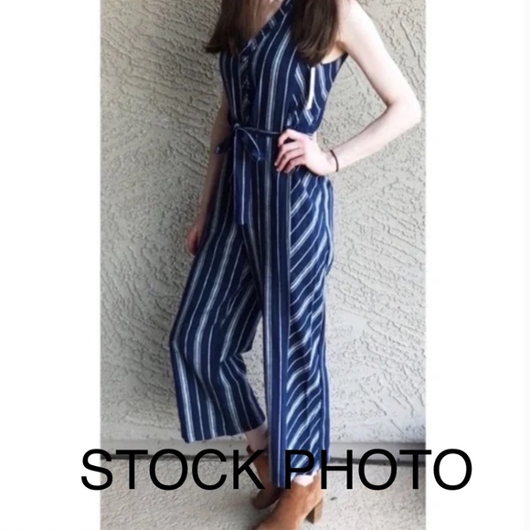 Laundry By Shelli Segal Pants - Laundry by Shelli Segal Jumpsuit Linen Blend Blue Striped Size 2